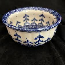 Boleslawiec Pottery Round 4” Trees Bowl Handmade in Poland Christmas | eBay