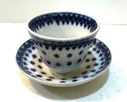 Amish Antique Snowflake Flow Blue Spongeware Cup & Saucer | eBay