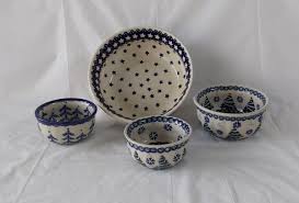 Vintage Manufactura V Boleslawcu Poland Stoneware Bowls Set Of 4 Winter Design | eBay Australia