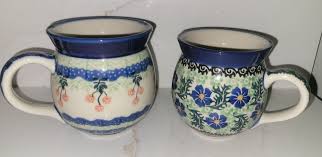 LOT OF 2 Polish Pottery Unikat Mug Flowers Boleslawiec 456 ...
