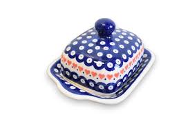 Polish Pottery Butter Dish With Lid Handmade Ceramic From Boleslawiec Made in Poland With Hand Painted Floral Decorations and Handle - Etsy