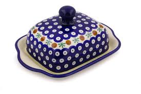Polish Pottery 8" Butter Dish Mosquito