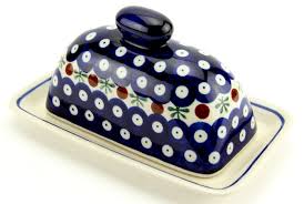 Polish Pottery Butter Dish with Lid – Handmade in Boleslawiec, Poland by Zaklady – Stylish Countertop Stoneware Butter Keeper