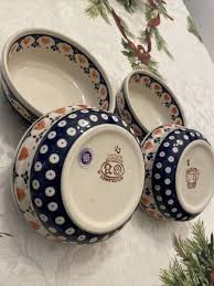 Bolieslawiec hand made in Poland 4 New 6” bowls W/red Hearts ...