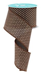 Wired Ribbon * Raised Swiss Dots * Brown and White Canvas * 2.5" x 10 – Personal Lee Yours