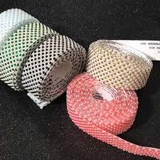 Wholesale 3cm Wide Resin Pearls Rhinestone Trimming Ribbon