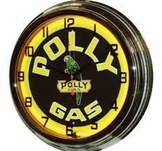Retro Nostalgic 17" Polly Gas Station Sign Parrot Yellow Neon Wall Clock NEW | eBay Australia