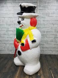 Vintage 31” Poloron Snowman w/ Broom Christmas Yard Blow ...