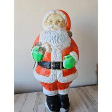 Vintage Poloron Jolly Santa Blow Mold Lawn Decor Candy Cane ...