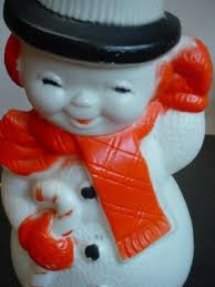 Vintage Poloron Christmas Snowman Candy Cane Blow Mold + Santa Caroling Figurine | eBay