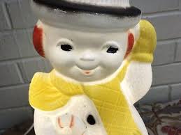 VTG BLOW MOLD SNOWMAN 13” RARE BLACK HAT YELLOW SCARF RED EARMUFFS 2 AVAILABLE | eBay