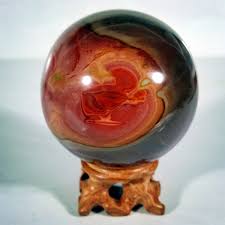 511g Polished POLYCHROME JASPER SPHERE BALL w/Rosewood Stand ...
