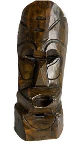 Tribal Hand Carved Wood Mask 17" Brown Wall Hanging | eBay