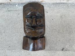 Vintage 1970's Hand Carved Wood African Tiki / Tribal Mask ...