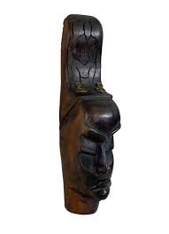 Vintage Hand Carved Wood Mask | Chairish