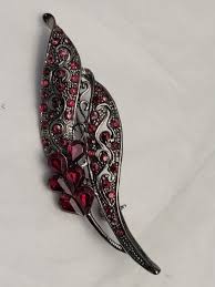 Vintafe Red Rhinestone Floral Brooch Pin 1990s | eBay