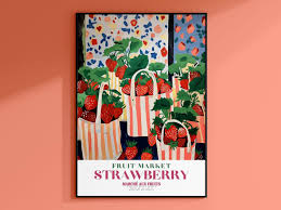 Strawberry Fruit Market, Vintage Fruit Art, Fruit Market ...