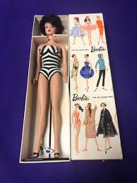 RARE 1961 Original Raven Brunette Bubble Cut Barbie Doll With Striped Bathing Suit, Shoes and Sunglasses in Box - Etsy Ireland