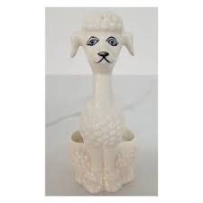 Vintage White Ceramic Poodle Lipstick Holder, 1960s Era Poodle, Poodle Figurine Blue Eyes - Etsy