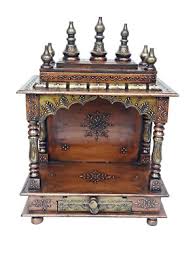 Handcrafted 15*8*22" Wooden Pooja Mandir Embossed Hindu ...