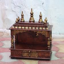 Mango Wood Pooja Mandir, Ethnic Indian Ritual Shrine, Copper ...