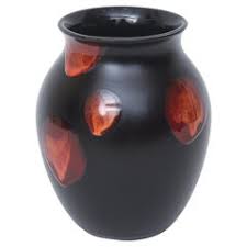Urushi Natural Red and Black Lacquer Nero Vase - Low by Alexander Lamont For Sale at 1stDibs