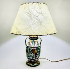 Vtg Sgraffito Majolica Pottery Lamp Hand Painted Hummingbird ...