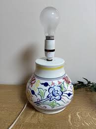 Vintage Poole Pottery Table Lamp, Floral Design Mid-century ...