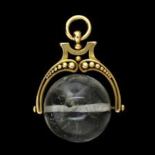 Antique 18K Yellow Gold Estate Rock Crystal Fob Pendant ...