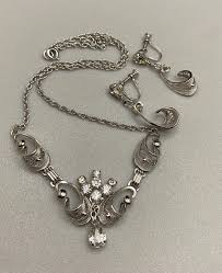 Vintage Signed Am Lee Sterling Silver Filagree Rhinestone ...