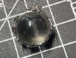 Antique Crystal Orb in Modern 925 Floral Setting Pendant ...