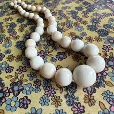 Vintage 1940-50's Large Angel Skin Coral Bead Necklace at 1stDibs