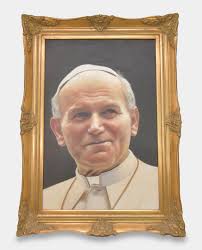 Large Golden-Framed Oil Painting Saint Pope John Paul II | eBay
