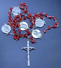 SILVER TONE POPE JOHN PAUL CHARM ROSARY PLASTIC BEAD CROSS ...