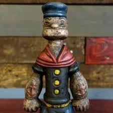 Popeye Sailor Man Cast Iron Coin Bank With Painted Antique Finish (9" Tall) | eBay