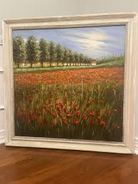 Oil Painting Print Clouds Large Flowers Painting Unsigned ...
