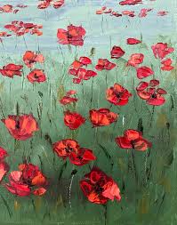 Poppy Field Oil Painting Original Sunset Artwork Wild Flowers Meadow Wall Art | eBay