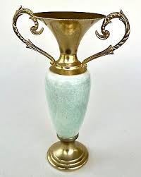 Brass Porcelain Pedestal Bud Vase Floral Design 7.5 “ Tall Double Handles France | eBay