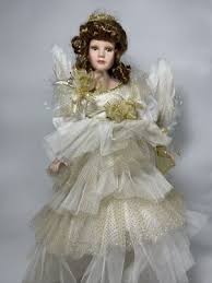 17” Porcelain Angel Doll Good Condition No Markings Gold/white Dress W/Stand | eBay Australia