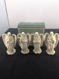 Jade Collection Vtg Set Of 4 Whute Winged Porcelain Angels W/ Instruments 3.75” | eBay
