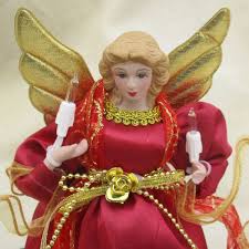 Angel Christmas Tree Topper VTG Porcelain Lighted Lace ...