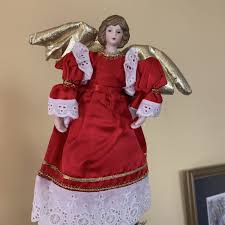 Retro Porcelain Face Angel Tree Topper Lighted Liberty Bell ...
