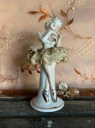 Vintage Porcelain Ballerina With Cloth Dress | Wales. Made in Japan. - Etsy