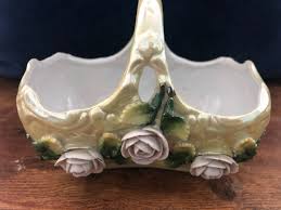 Vintage MADE IN GERMANY Porcelain Basket Lustre w/ Flowers ornate | eBay