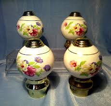 Set of 4 Bed Post Finials Porcelain and Metal Floral on ...