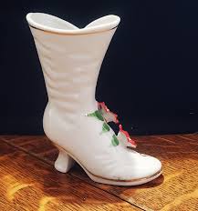 Vintage 6" Tall White High Heel Boot With Flowers - Etsy