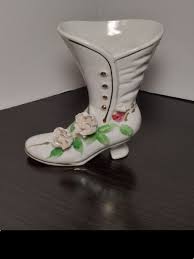 Old Victorian Lady's Shoe Boot W/ Roses Gold Accents ...