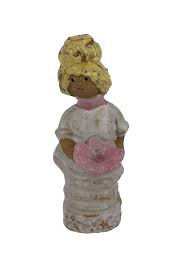 Metlox Pottery Poppets BY Poppytrail. Girl With Yellow Hair, Bustle Dress Carrying a Basket for Flower - Etsy