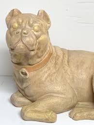 Antique English Terracotta Recumbent Pug Dog For Sale at 1stDibs | english pug, pug fountain paris, lowes bulldog statue