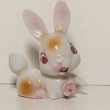 Vintage Porcelain Bunny Rabbit White Pink Eyes Unmarked | eBay
